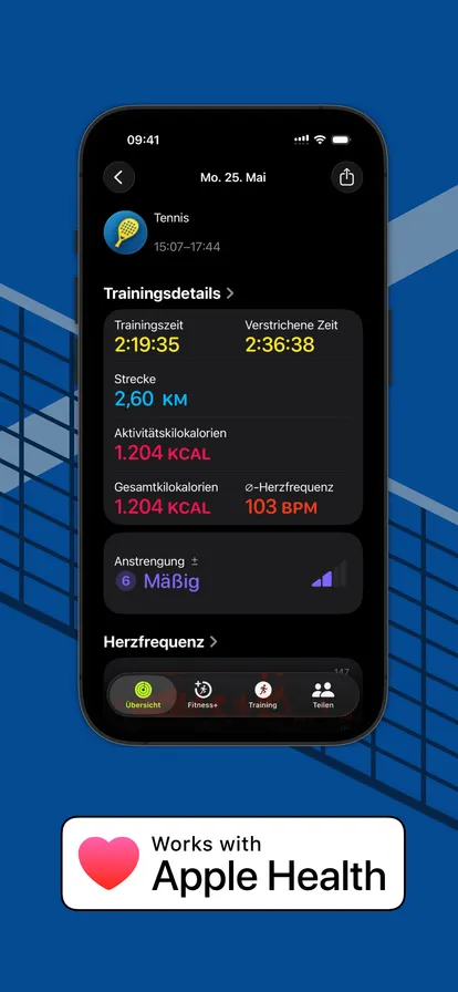 Padel workout details with Apple Health data